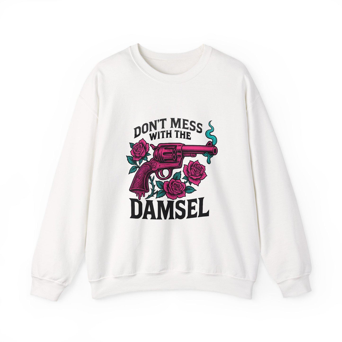 western "dont mess with the damsel" pink revolver and rose graphic png INSTANT digital download for tshirt sublimation or dtf