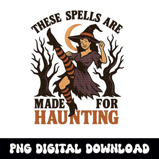 Halloween vintage pinup witch PNG graphic INSTANT digital download for tshirt sublimation or dtf