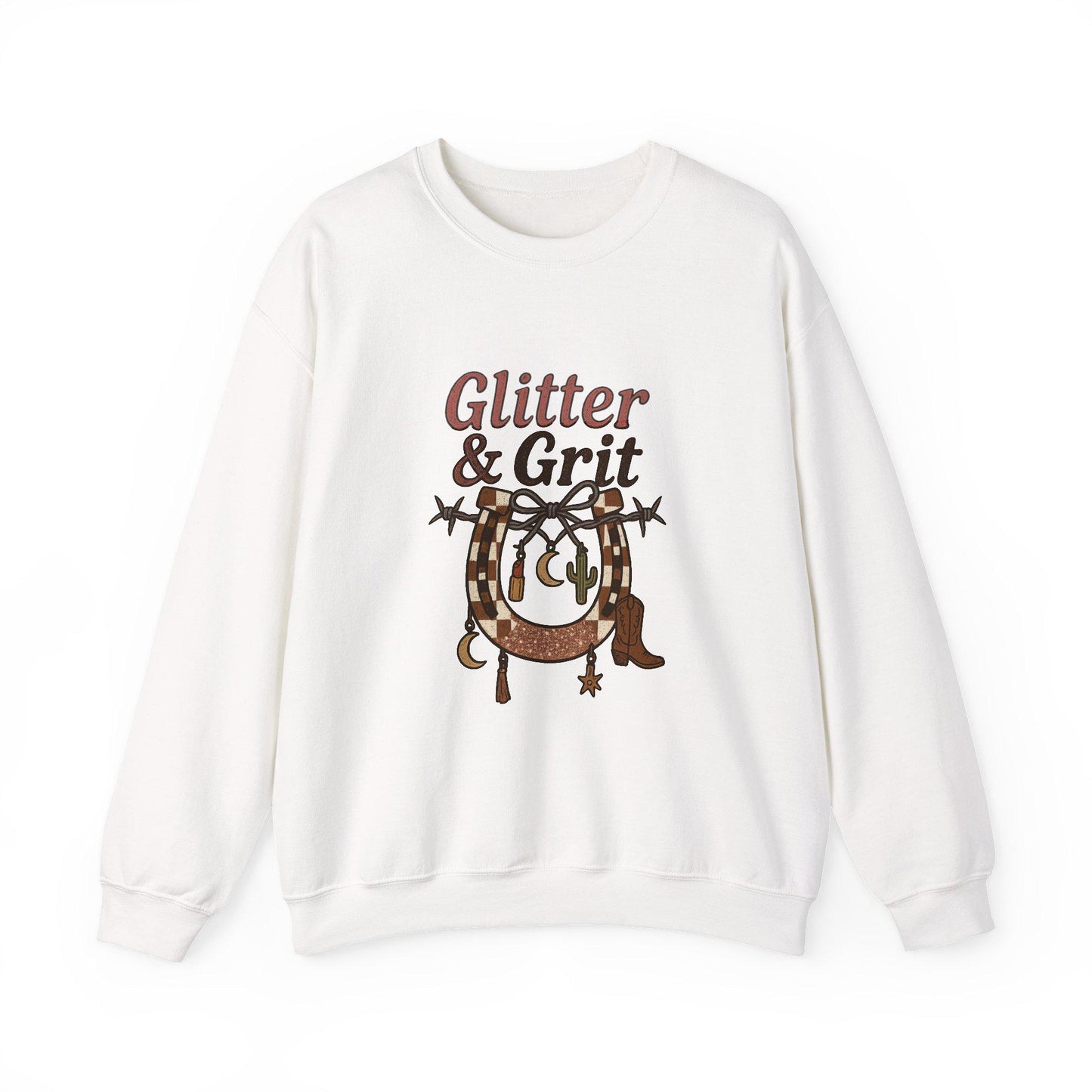 Western glitter and grit horseshoe cowgirl charms png graphic INSTANT digital download for tshirt sublimation or dtf