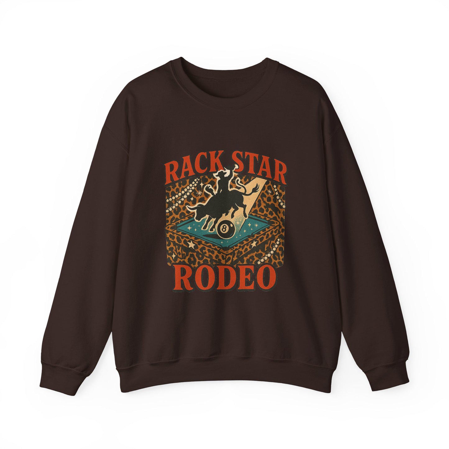 Western pool table cowboy "RACK STAR RODEO" cheetah print png graphic digital download for tshirt sublimation or dtf