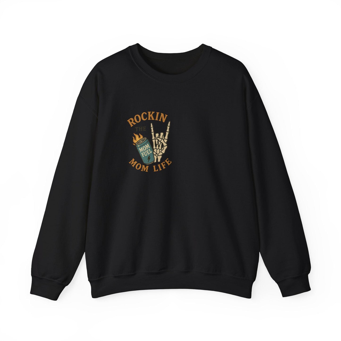 Edgy yallternative mama "rockin the mom life" skeleton mouth tongue flaming design png graphic digital download for sublimation or dtf