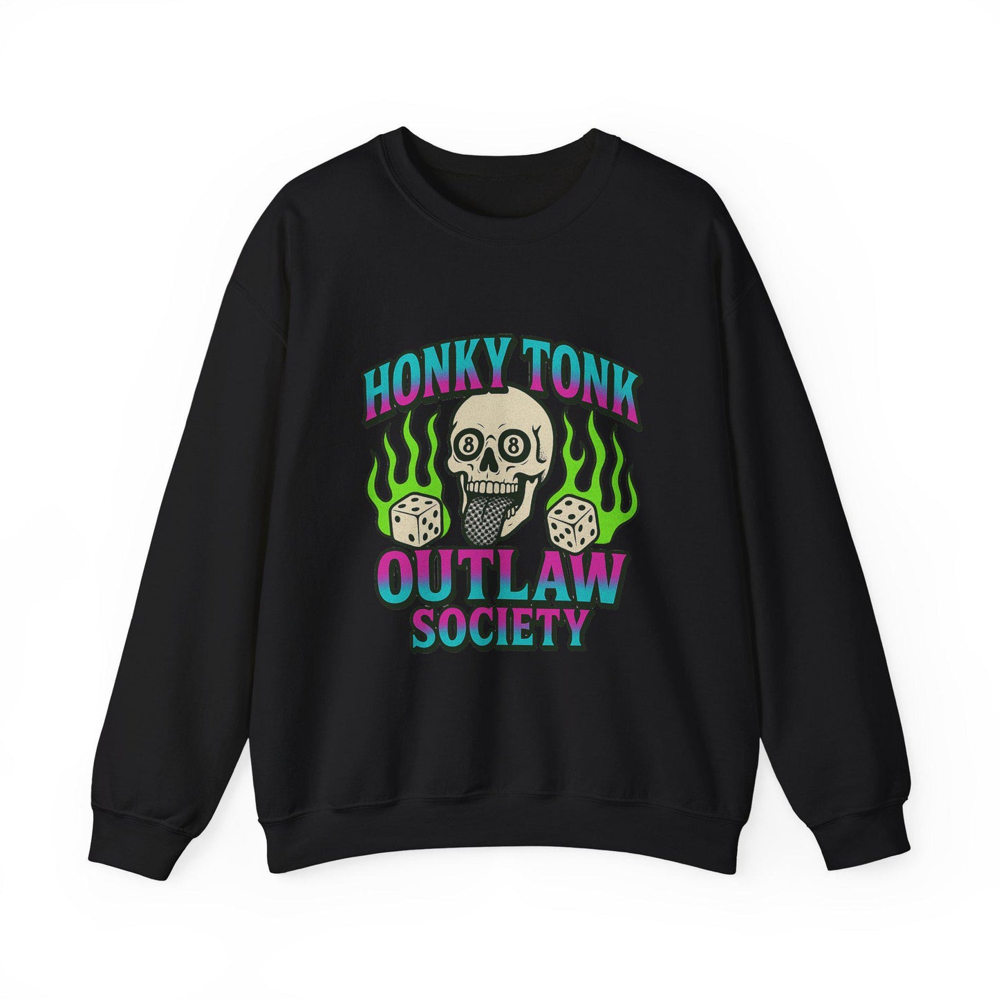 Edgy yallternative "honky tonk outlaw society" skull dice PNG graphic INSTANT digital download for tshirt sublimation or dtf