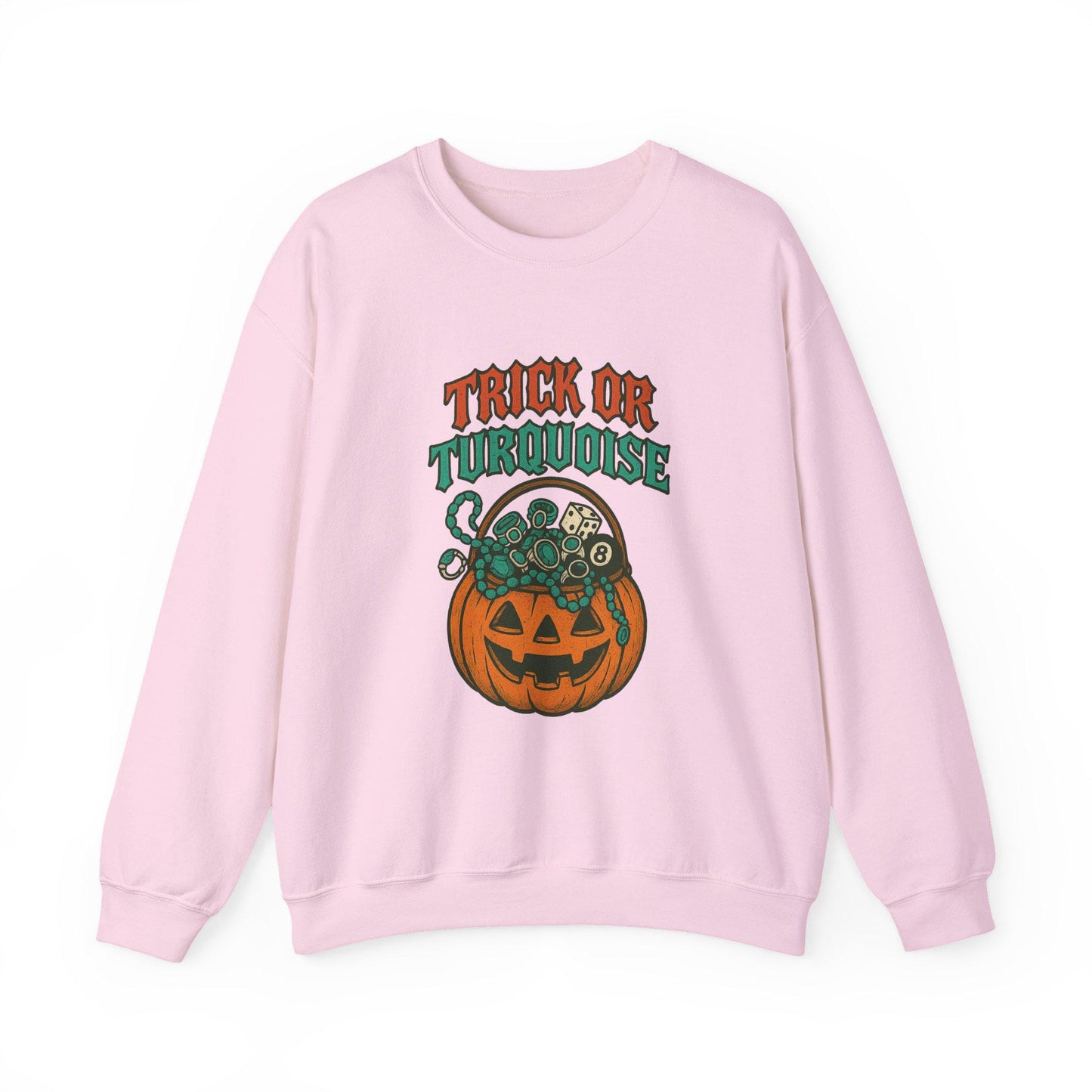 Halloween western cowgirl "trick or turquoise" 8ball dice pumpkin candy basket PNG graphic digital download for tshirt sublimation or dtf