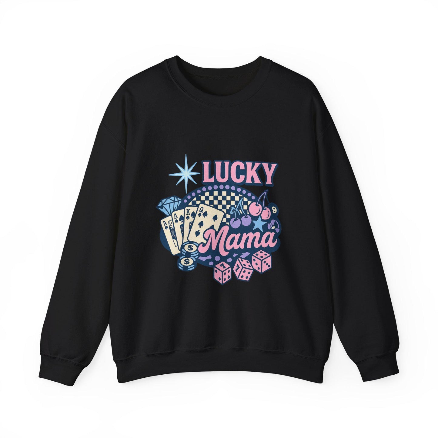 Trendy casino cherry "LUCKY MAMA" png graphic digital download for tshirt sublimation or dtf