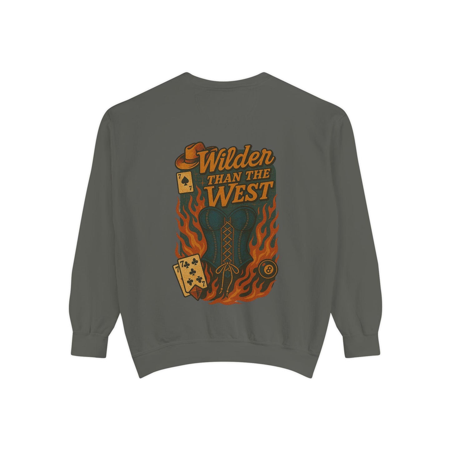 Edgy western "Wilder than the west" cowgirl corset top spade card 8ball png graphic digital download for tshirt sublimation and dtf