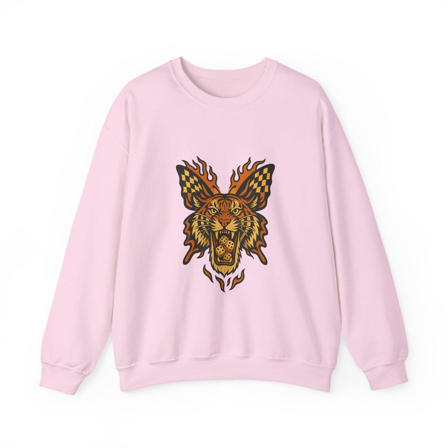 Yallternative edgy flaming butterfly tiger dice PNG graphic INSTANT digital download for tshirt sublimation or dtf