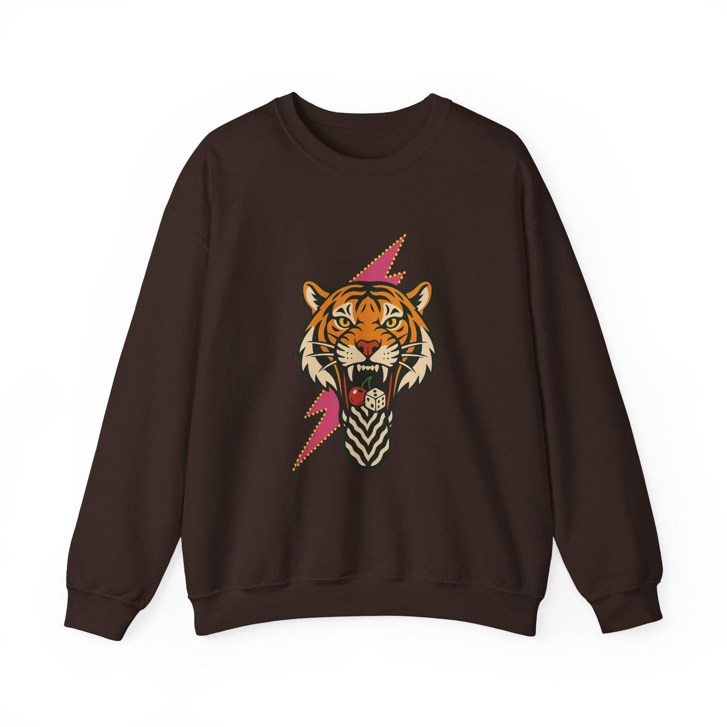 Dice and cherry mouth tiger lightning bolt PNG graphic INSTANT digital download for tshirt sublimation or dtf