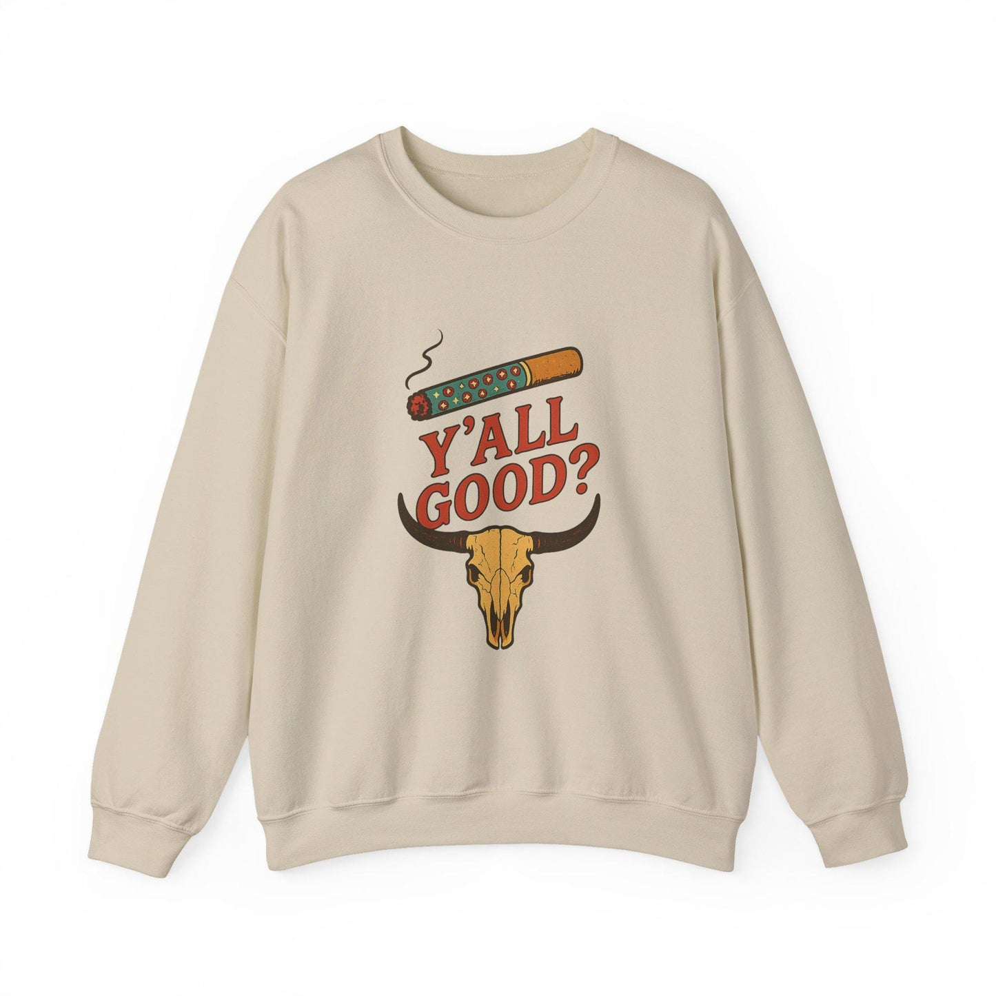 Western bull skull "yall good" cigarette PNG graphic INSTANT digital download for tshirt sublimation or dtf