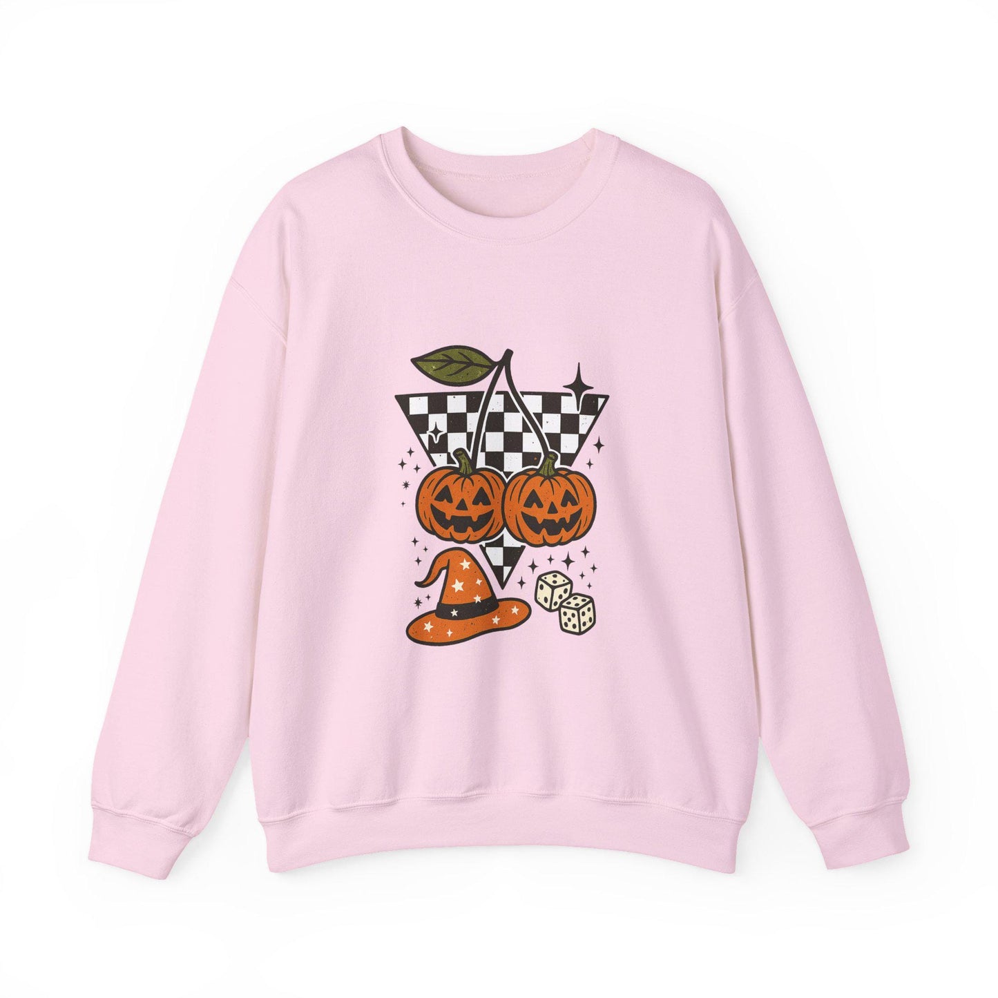 Halloween pumpkin cherry dice witch checkered PNG graphic INSTANT digital download for tshirt sublimation or dtf