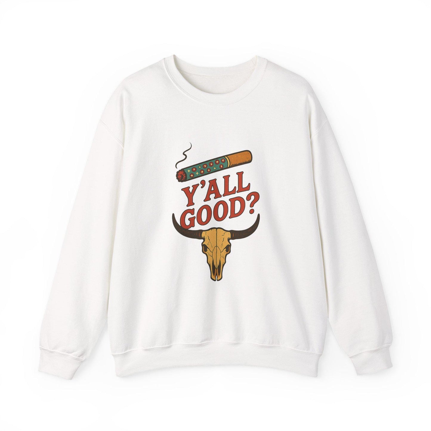 Western bull skull "yall good" cigarette PNG graphic INSTANT digital download for tshirt sublimation or dtf