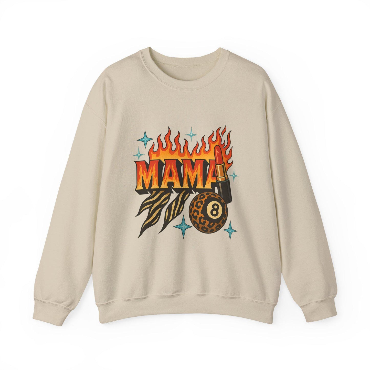 Edgy Flaming MAMA 8ball lipstick cheetah print zebra print PNG graphic INSTANT digital download for tshirt sublimation or dtf