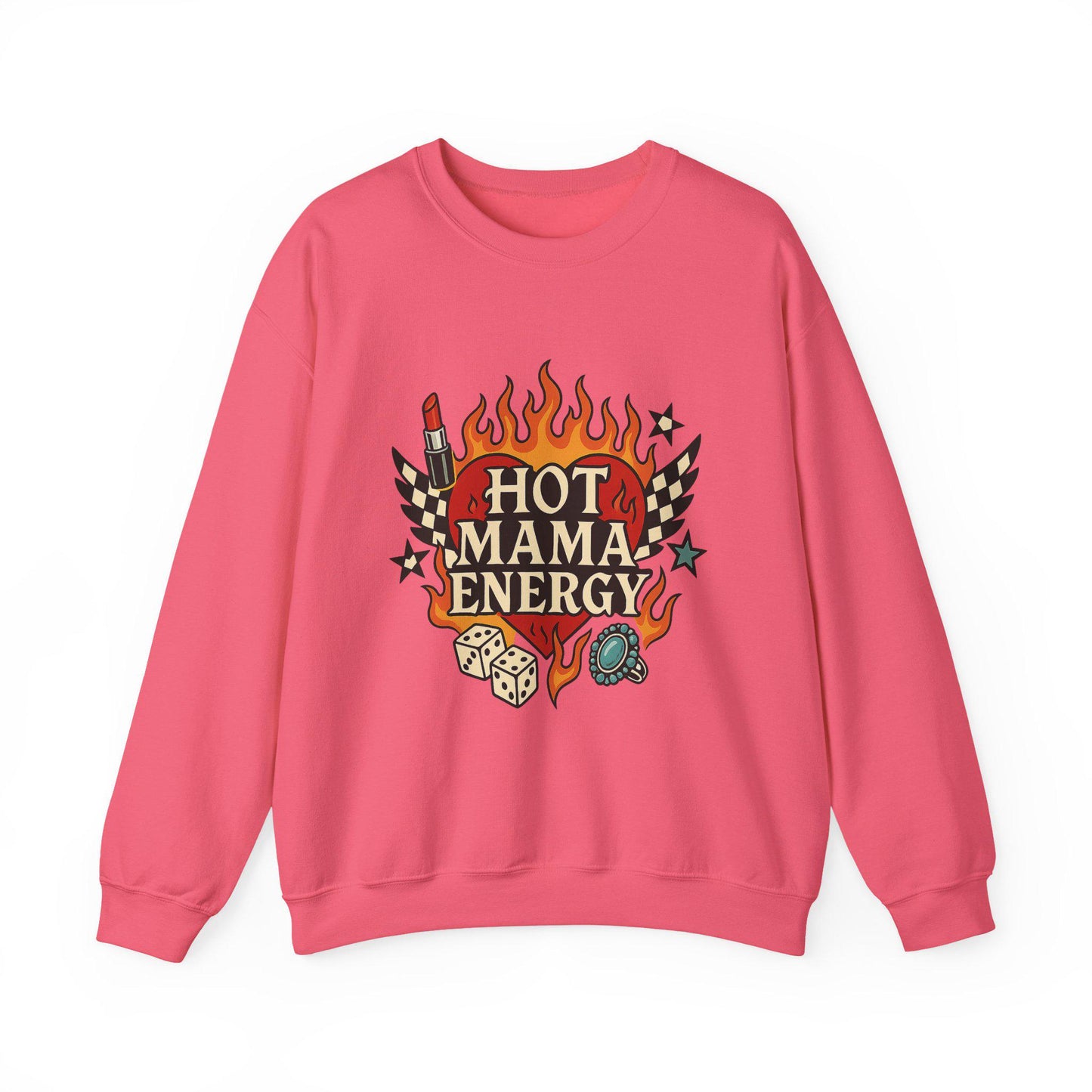 Edgy Hot mama energy flaming heart dice PNG graphic INSTANT digital download for tshirt sublimation or dtf