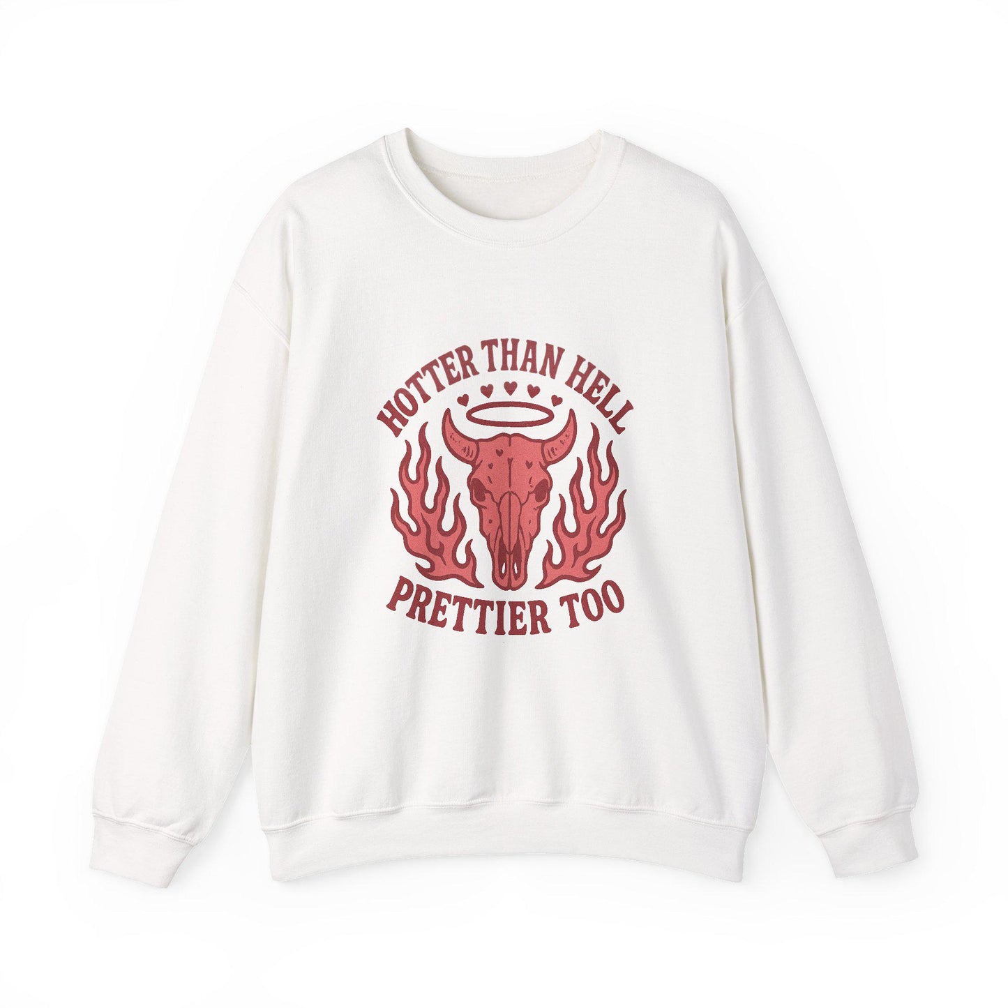 Western "hotter than hell, prettier too" pink flaming bull skull PNG graphic INSTANT digital download for tshirt sublimation or dtf