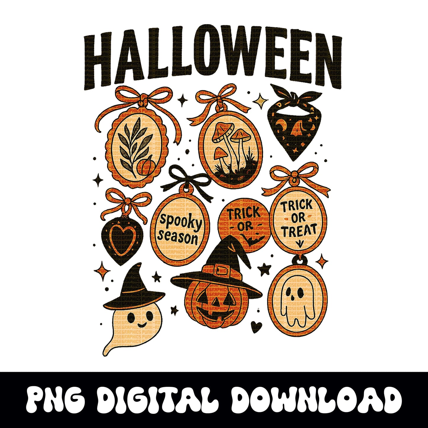 Halloween vintage locket PNG graphic INSTANT digital download for tshirt sublimation or dtf