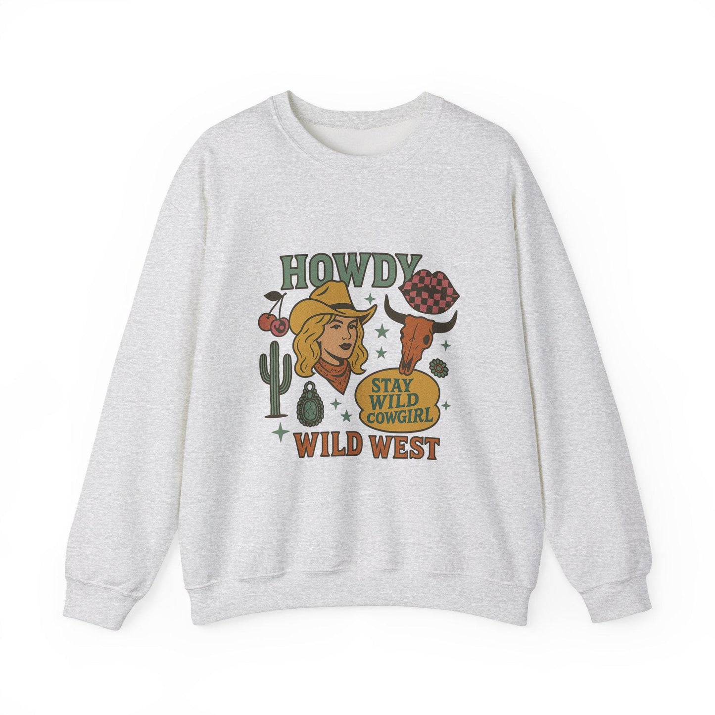 Western cowgirl collage retro cowgirl howdy wild west desert bull skull turquoise cherry png graphic for sublimation or dtf