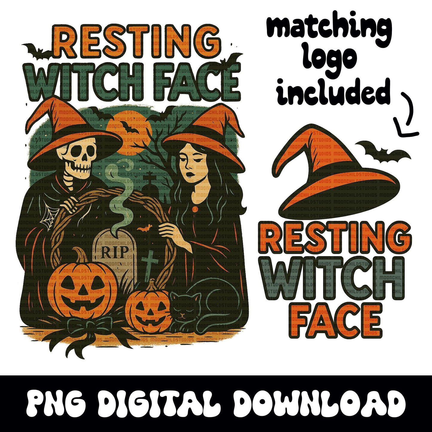 Halloween "resting witch face" vintage graphic digital download for tshirt sublimation or dtf
