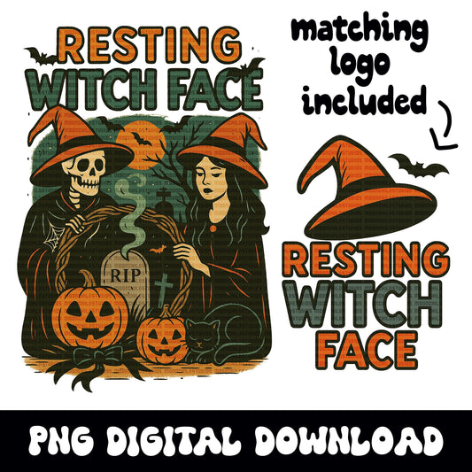 Halloween "resting witch face" vintage graphic digital download for tshirt sublimation or dtf