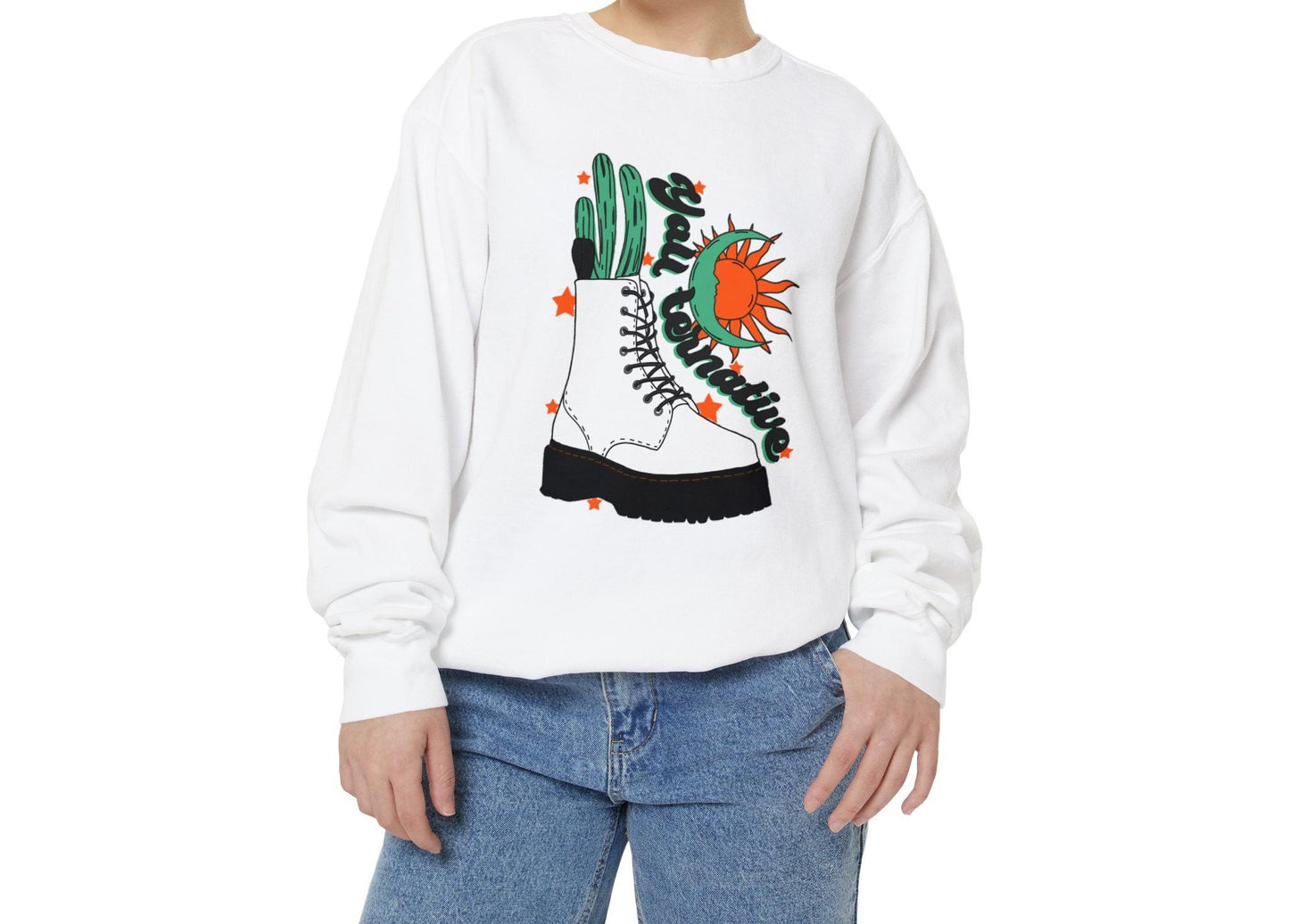Yallternative Png | Western desert Cactus boot design | Celestial cowgirl design | Wild west yallternative shirts