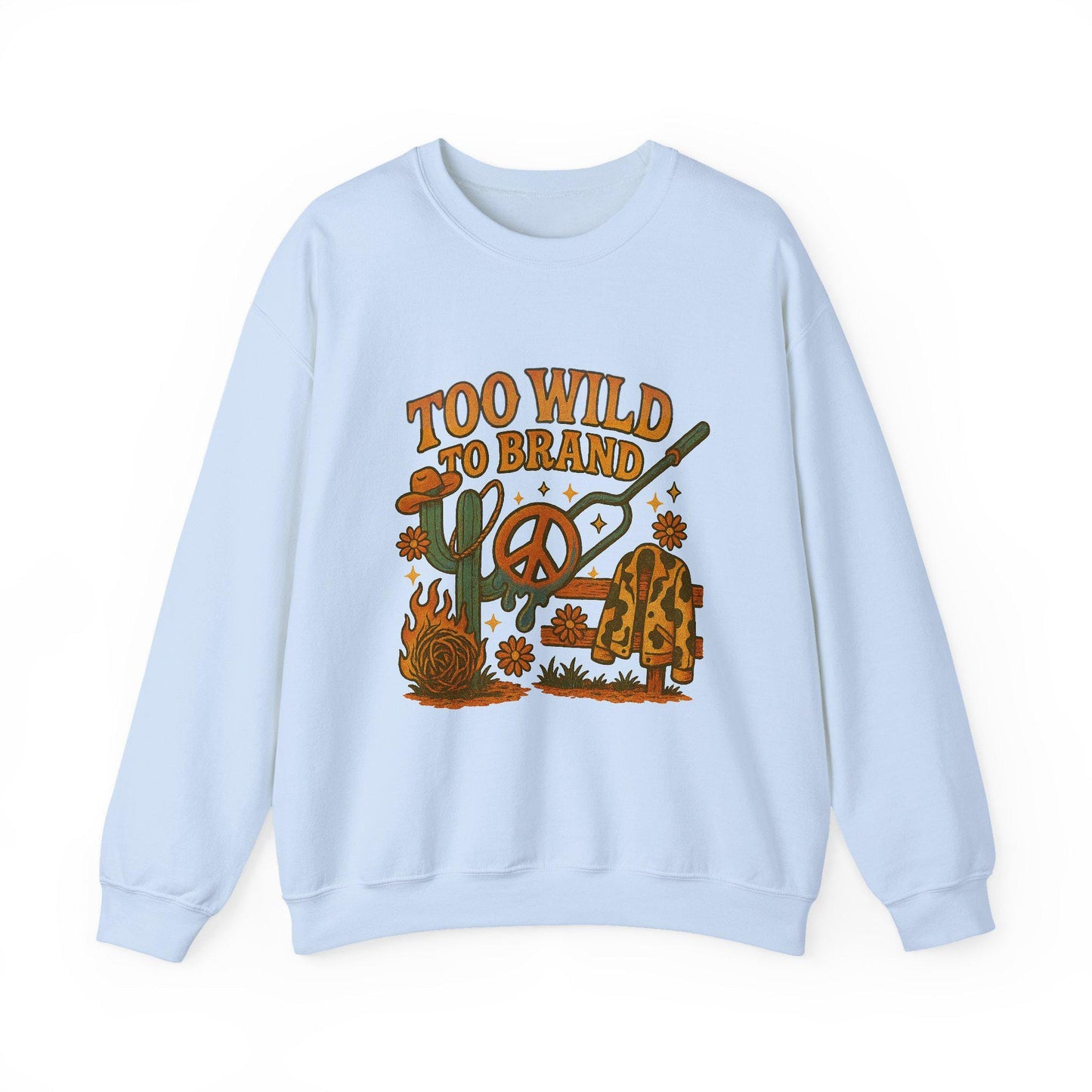 Groovy Western hippie cowgirl "too wild to brand" png graphic digital download for tshirt sublimation or dtf