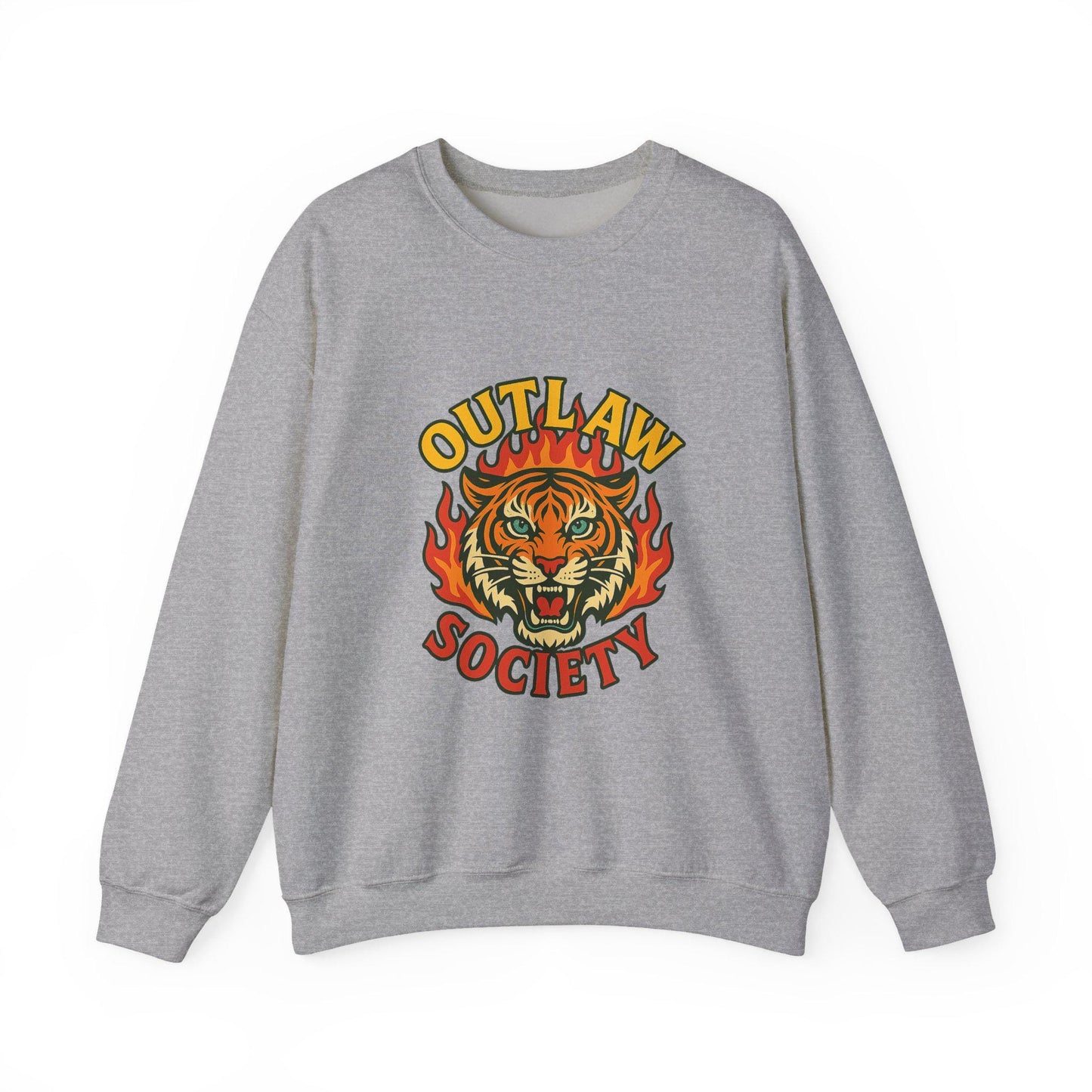 Edgy yallternative outlaw society flaming tiger PNG graphic INSTANT digital download for tshirt sublimation or dtf