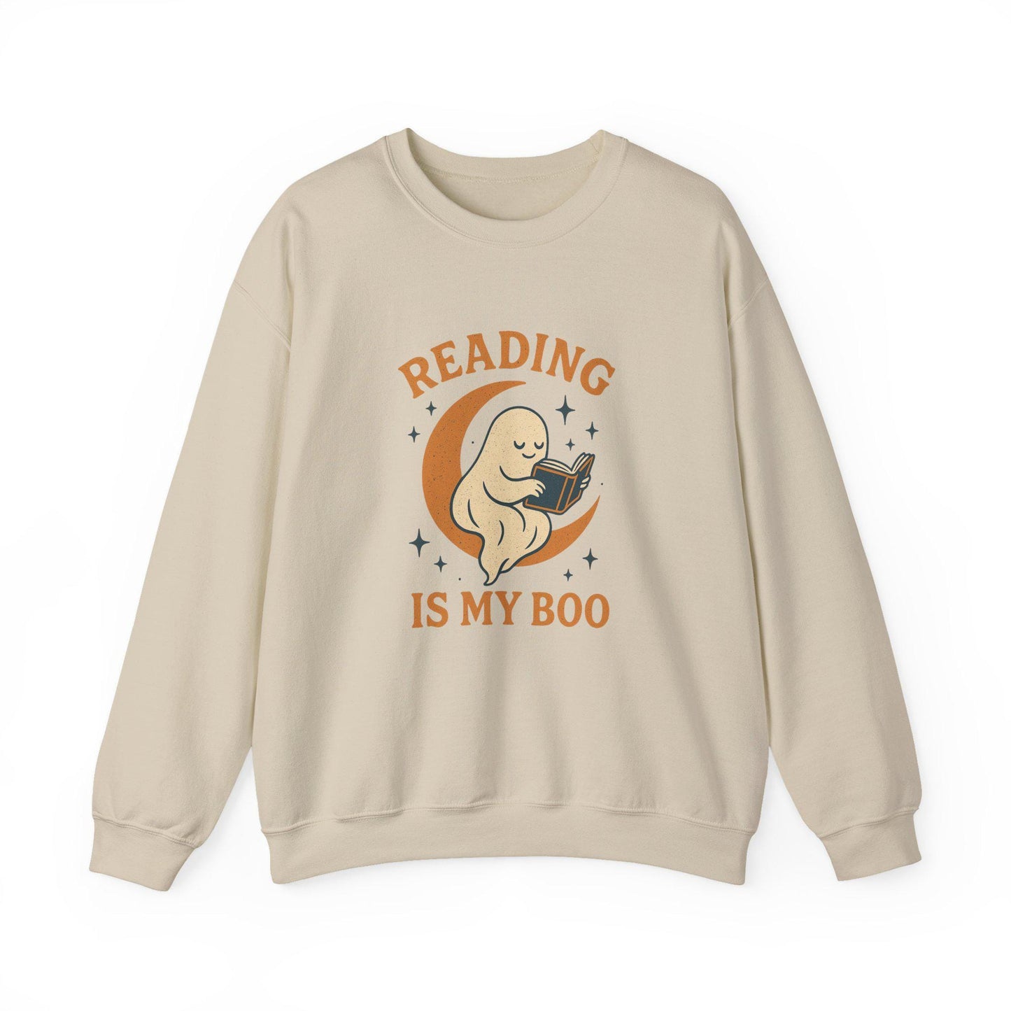 Halloween "reading is my boo" ghost moon PNG graphic INSTANT digital download for tshirt sublimation or dtf