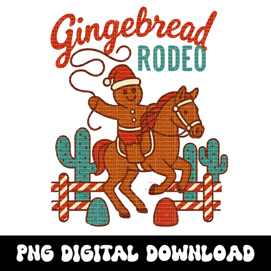 Gingerbread Rodeo PNG | Western Christmas Cookie Graphic | Retro Country Christmas Shirt Design | Cowboy Gingerbread Sublimation |HolidayPNG