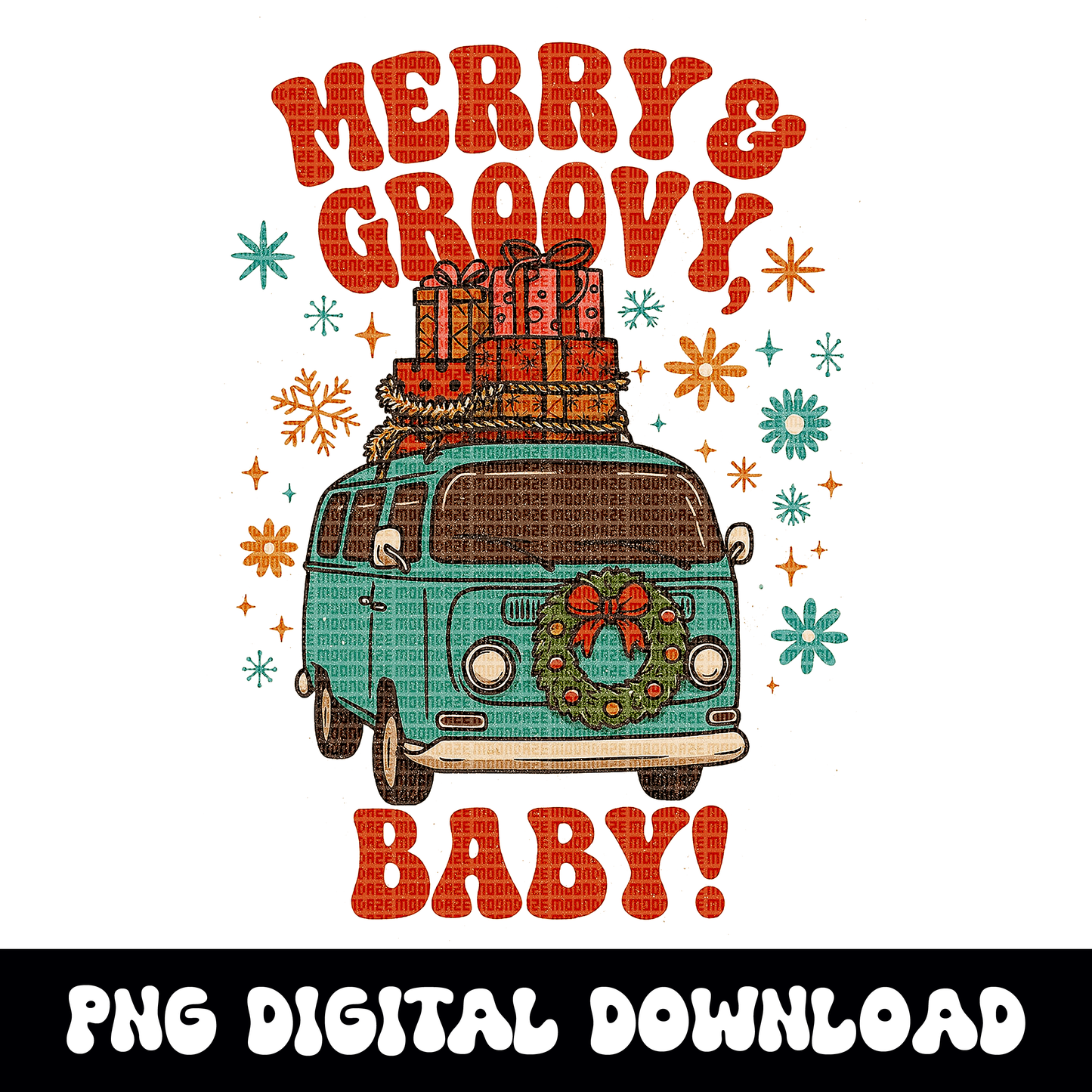 Groovy Christmas PNG | Retro Van Holiday Graphic | 70s Christmas Shirt Design | Groovy Christmas Sublimation | Vintage Hippie Christmas PNG