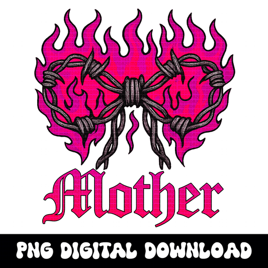 Western Pink Mother Flame PNG | Barbed Wire Mother Flame Graphic | Yallternative Design