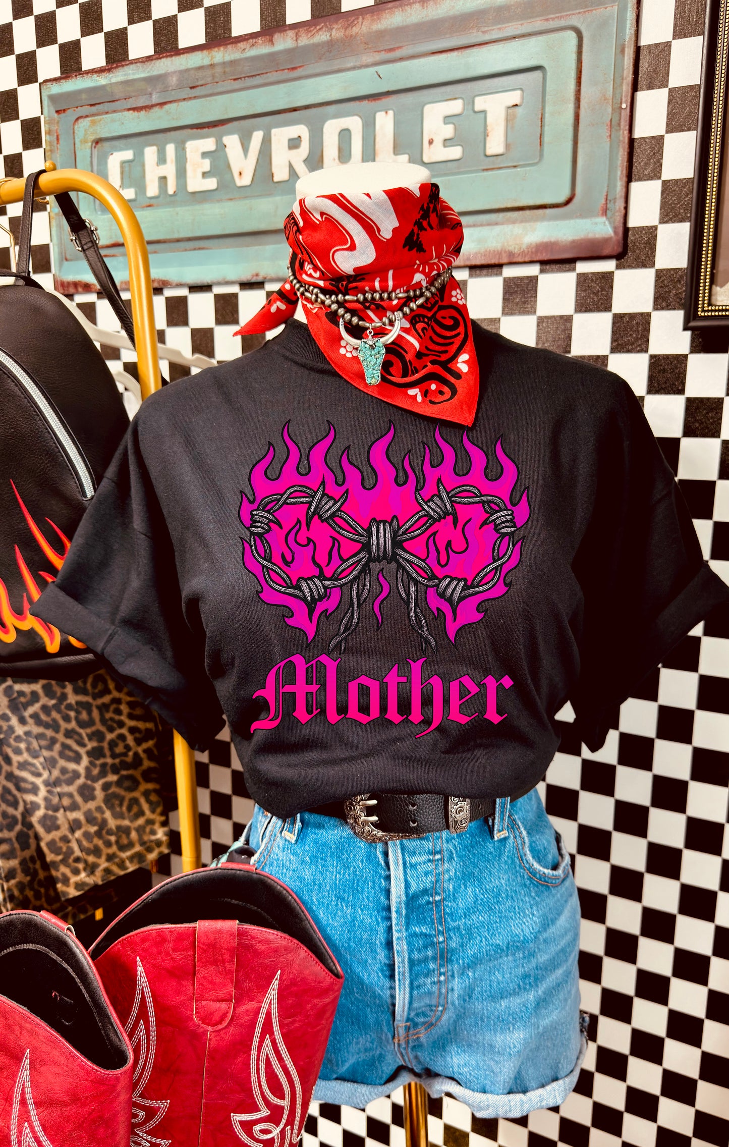 Western Pink Mother Flame PNG | Barbed Wire Mother Flame Graphic | Yallternative Design