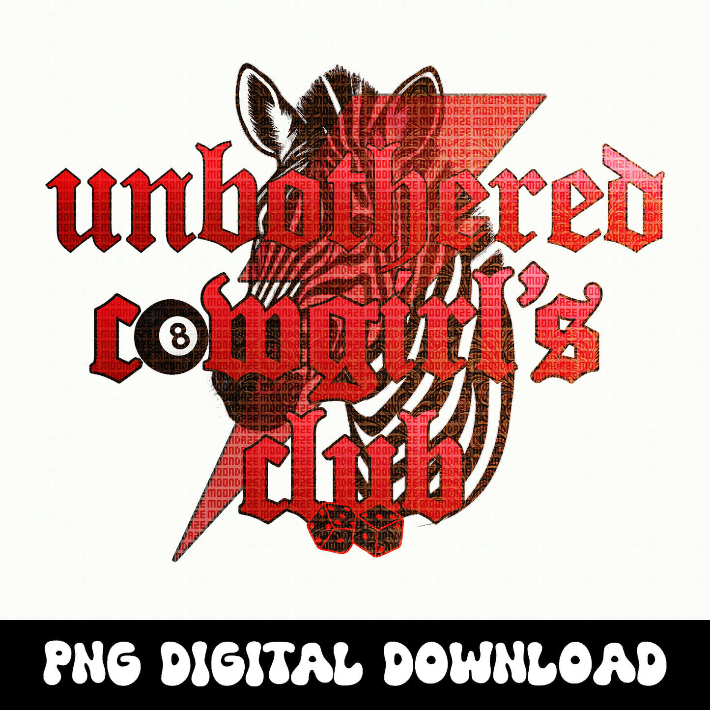 Unbothered Cowgirl Club | Edgy Western Graphic | Grunge Yallternative PNG | Tooled Leather Zebra Design