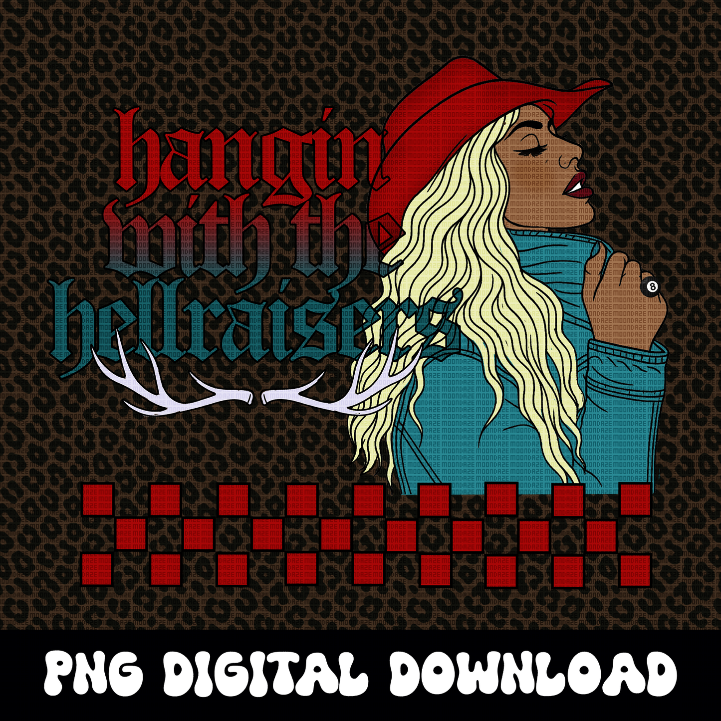 Western Cowgirl PNG | Hellraiser Outlaw Design | Country Deer Antler Graphic | Grunge Yallternative