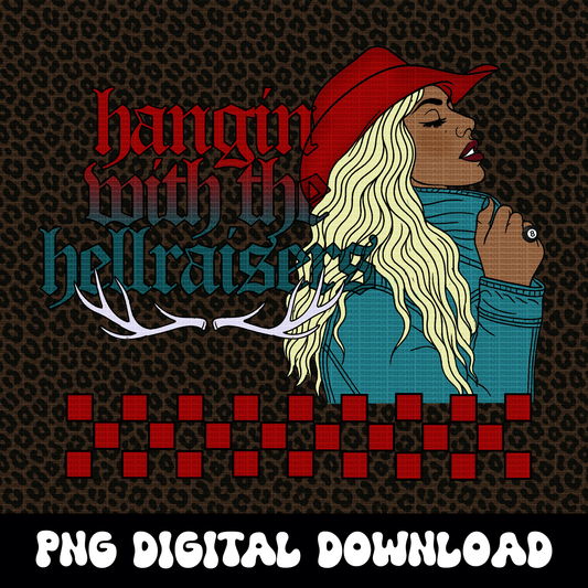 Western Cowgirl PNG | Hellraiser Outlaw Design | Country Deer Antler Graphic | Grunge Yallternative